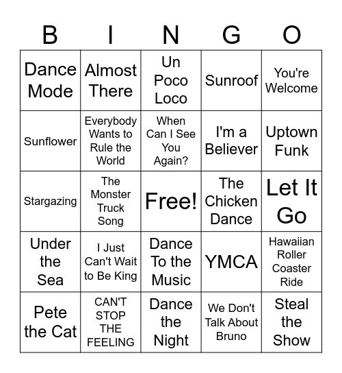 Kids Singo #4 Bingo Card