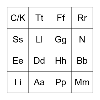 Jolly Phonics Bingo Card