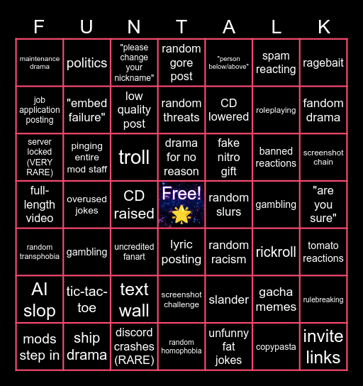 ULTIMATE FUNTALK BINGO Card