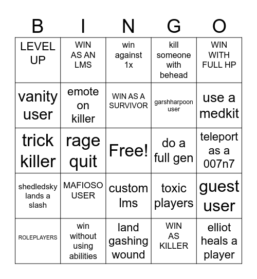 FORESAKEN BINGO Card