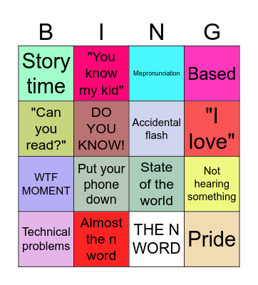English Bingo Card