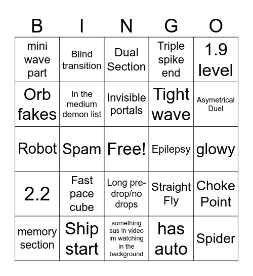 Medium Demon Alphabet Bingo Card Bingo Card