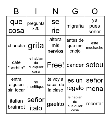 Clase de Sandra Bingo Card