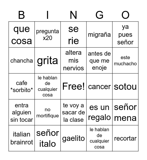 Clase de Sandra Bingo Card