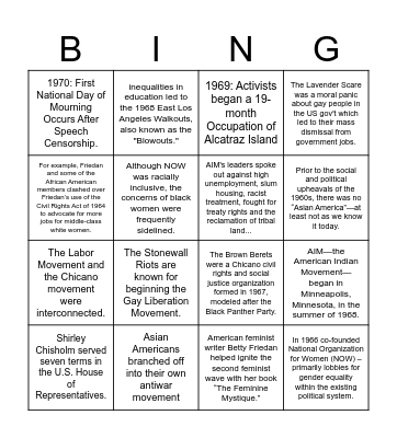 Social Movements BING(O) Bingo Card