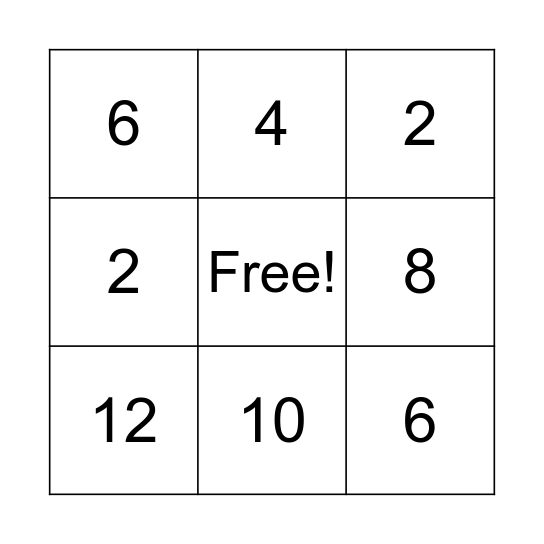 Doubles Bingo! Bingo Card