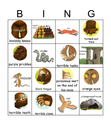 The Gruffalo Bingo Card