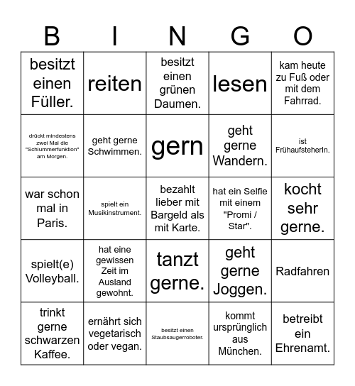 Mindestens eine Person aus unserer Gruppe... Bingo Card