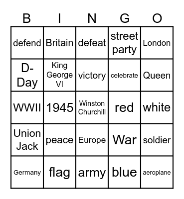 VE Day Bingo Card