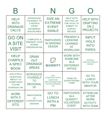 QUIDDITY Bingo Card