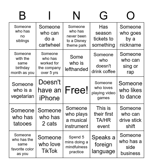 Human Bingo Card