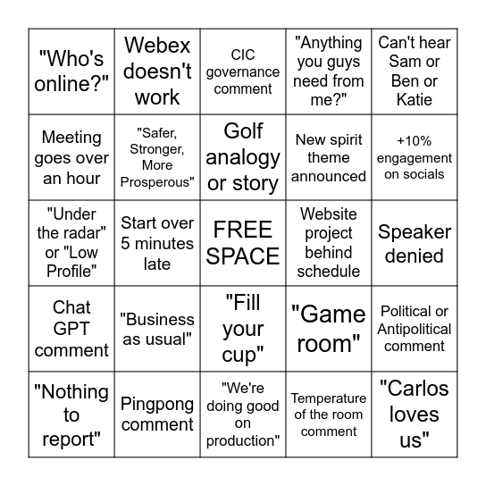 All Hands 5/13 Bingo Card
