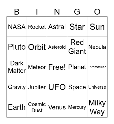 Galaxy Bingo Card