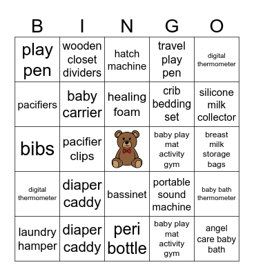 BABY SHOWER Bingo Card