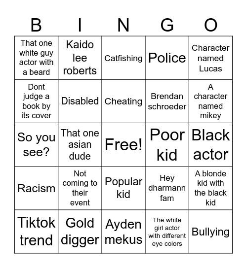 Dhar mann yabadabadoo Bingo Card