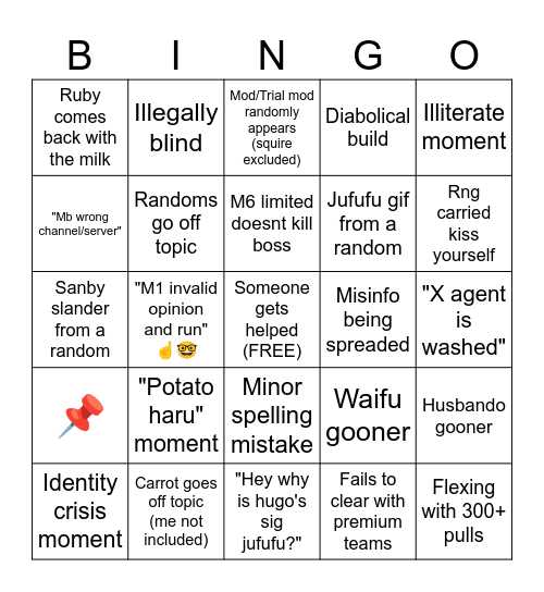 ZZZO bingo Card
