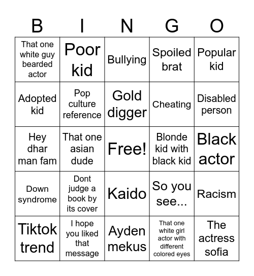 Dhar mann Bingo Card