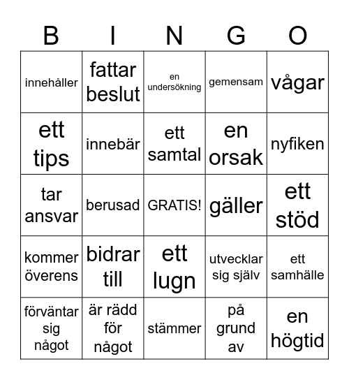 Repetera ord! Bingo Card