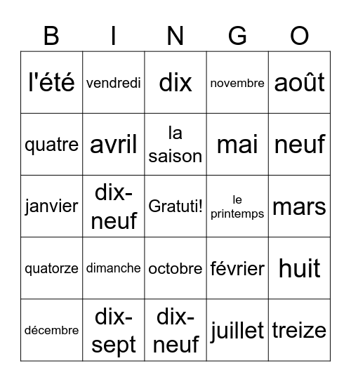 David Gonzalez Bingo Card