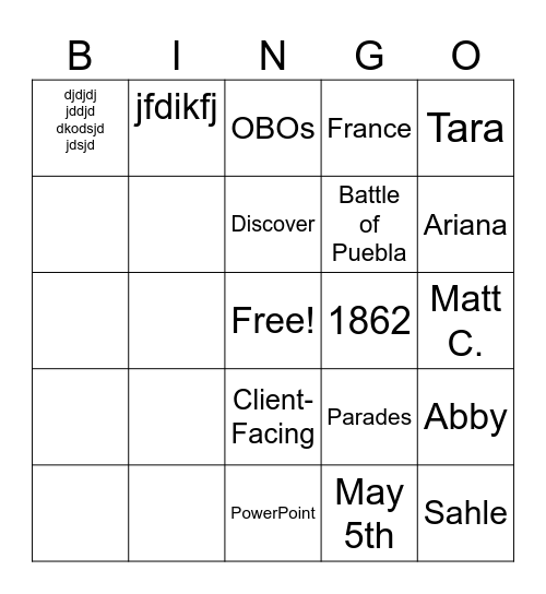BevAl Bingo Card
