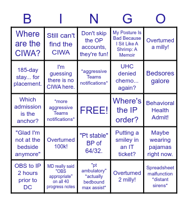 Appeals Nurse BINGO Card