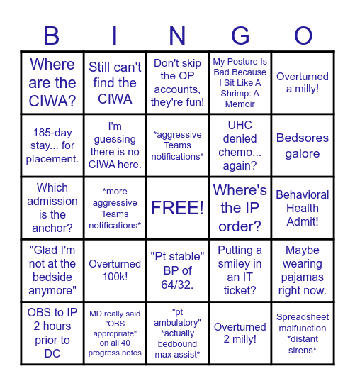 Appeals Nurse BINGO Card