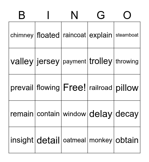 Vowel Team - Two syllable words Bingo Card