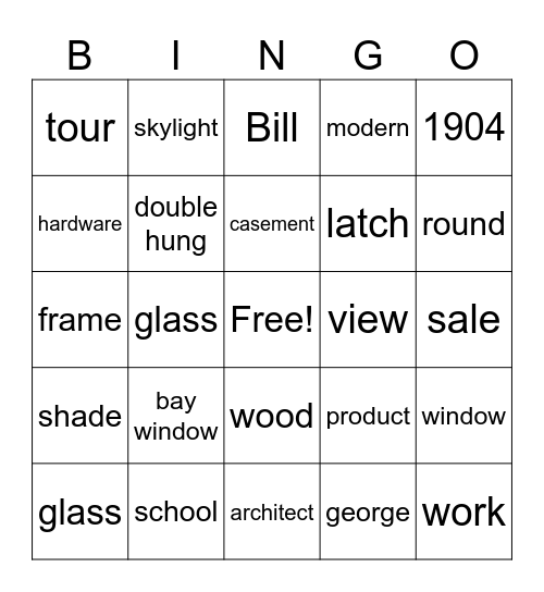 Marvin Window Bingo Card