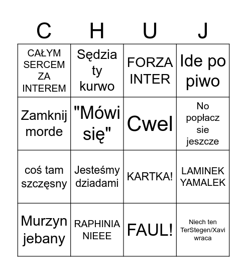 INTER VS BARCELONA BINGO (90% to reyes) Bingo Card