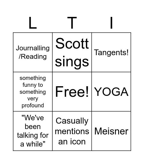FRESHIE TIME BINGO Card