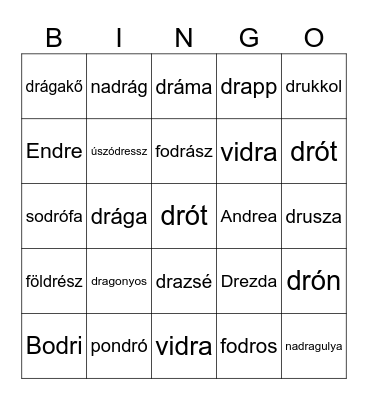 Dr Bingo Card