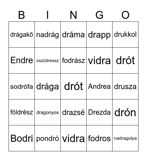 Dr Bingo Card