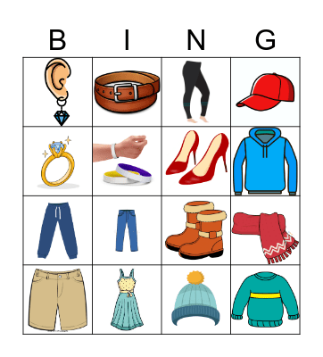 Clothes Bingo Card