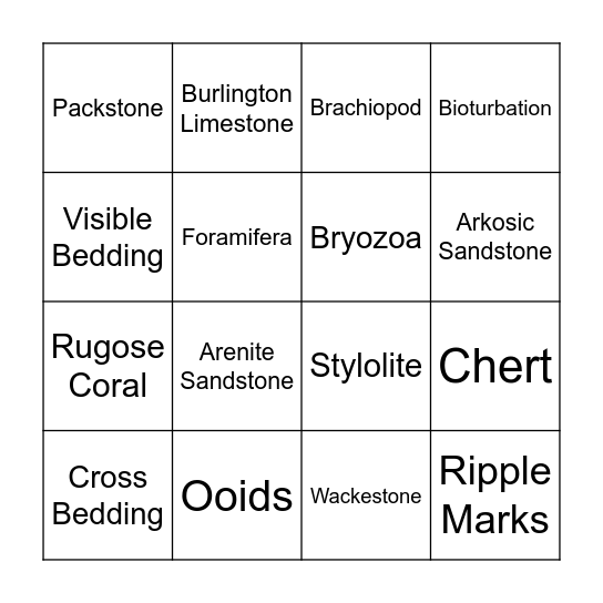 Sed Strat Bingo Card