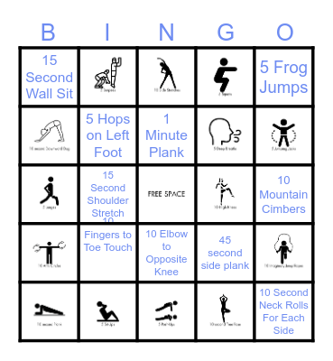 Fitness Challenge Bingo Card