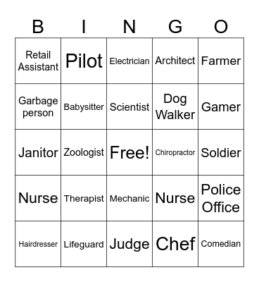 Career Cluster Bingo Card