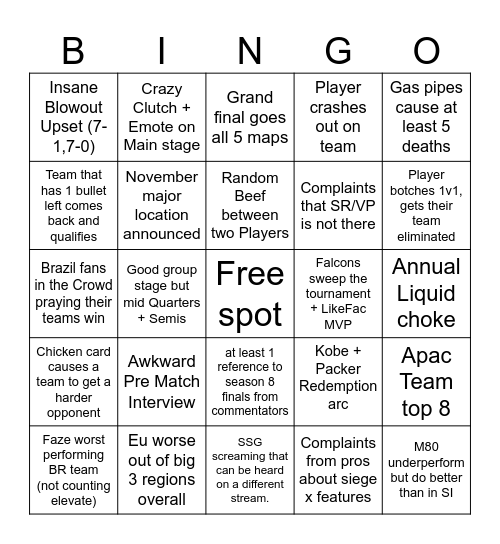 Reload Bingo Card