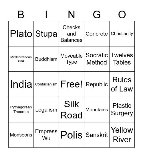World History CFE Review Part 2 Bingo Card