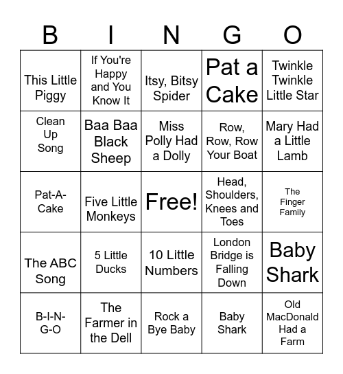 Baby Bingo Card
