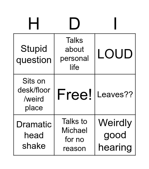 Hedrick Bingo Card