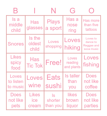 Find someone who… Bingo Card