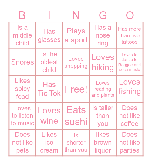Find someone who… Bingo Card