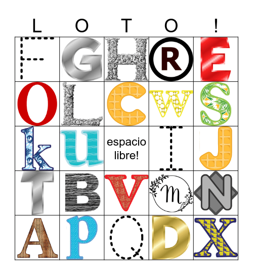 L'alphabet Bingo Card