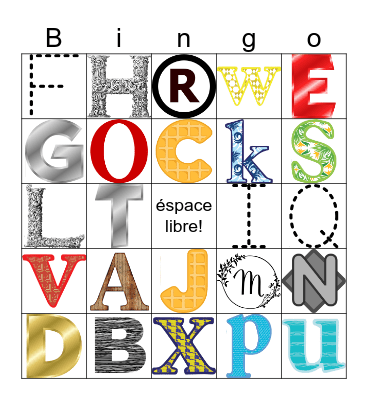 El alfabeto Bingo Card