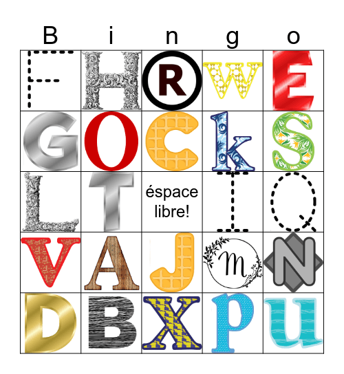 El alfabeto Bingo Card