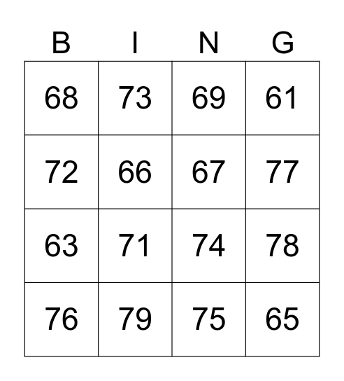 60-79 Bingo Card
