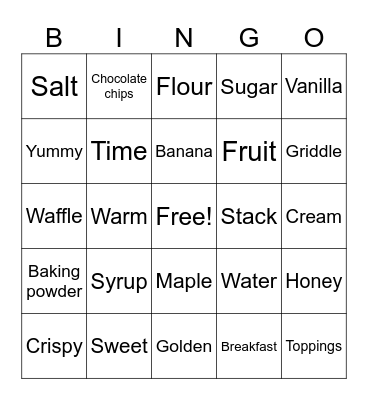 Waffle Bingo Card