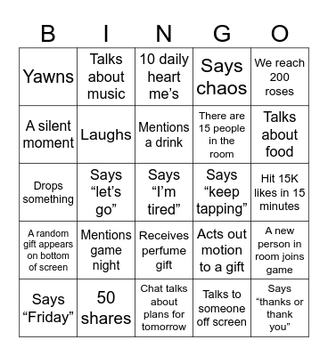 JennUnfiltered LIVE Bingo Card
