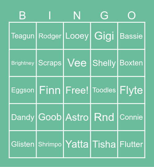 Twisted Ningo Bingo Card