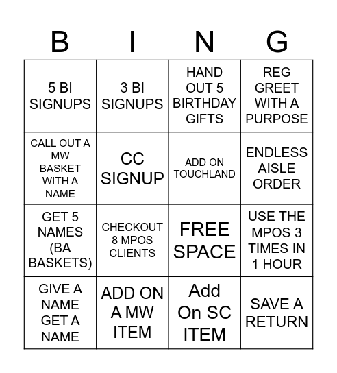 REGISTER PRO Bingo Card